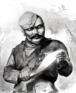 A Gurkha soldier holding his Khukuri