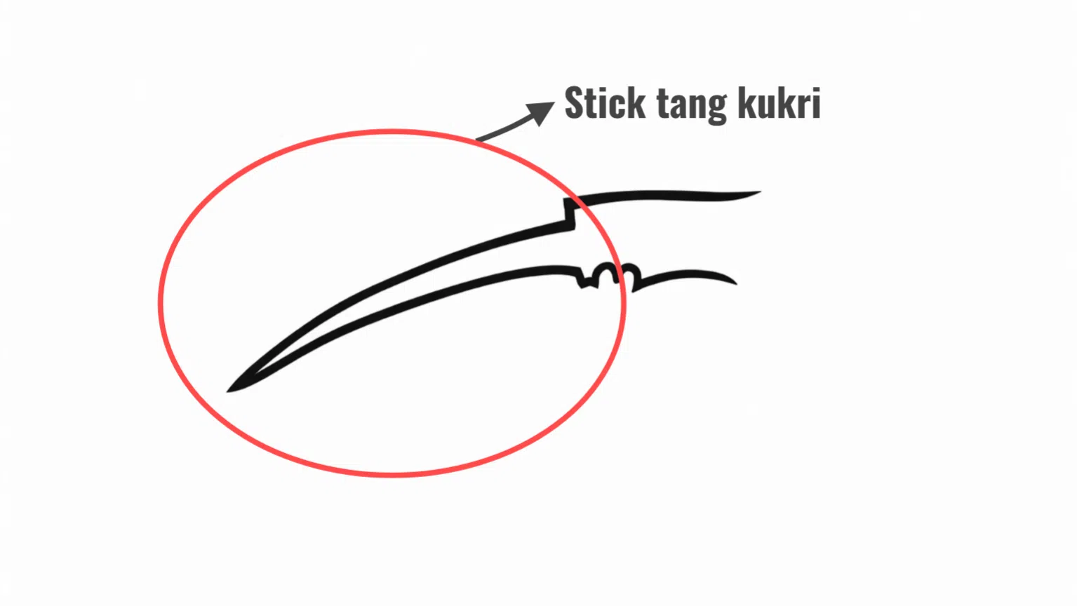 stick tang kukri knife diagram to understand the  structure of khukuri tangs.