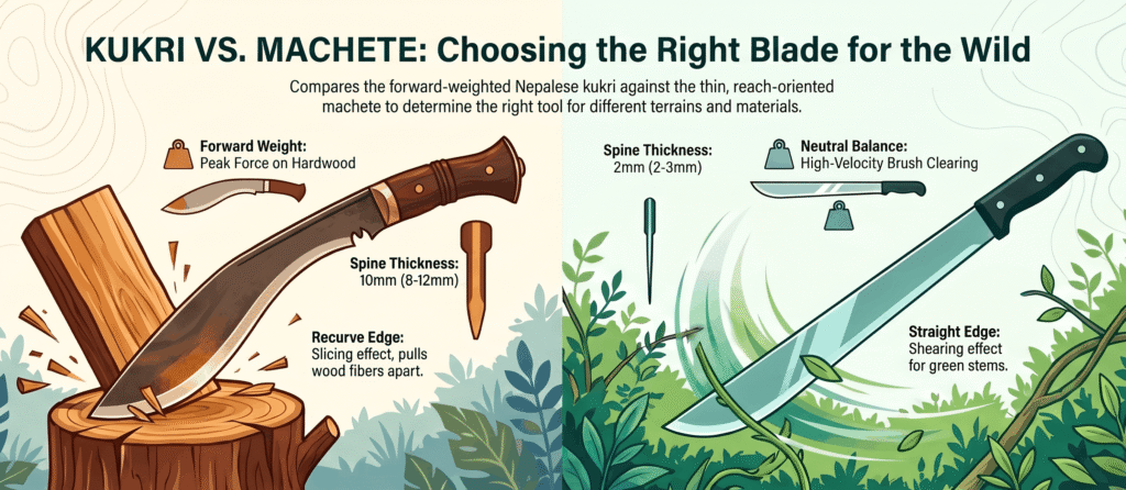 A detailed kukri knife vs machete comparison, this email shows in depth comparison between these 2 blades