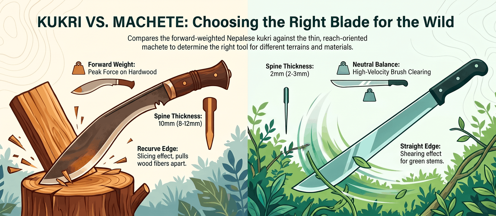 A detailed kukri knife vs machete comparison, this email shows in depth comparison between these 2 blades