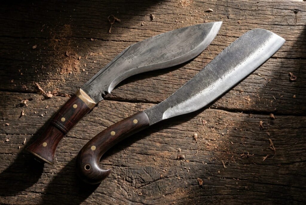 khukri and parang knife photo for comparison